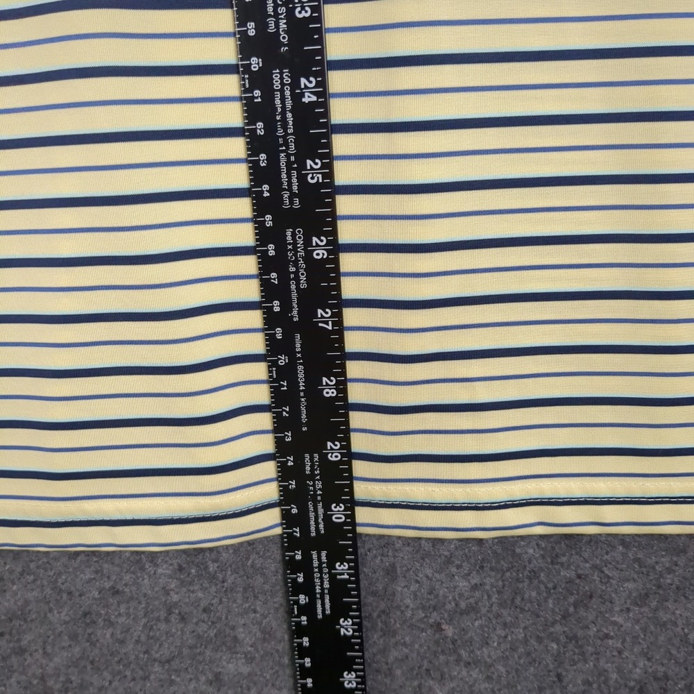 Greg Norman PLAY DRY Mens Polo Shirt Striped Yellow Blue Black Short Sleeve L - Picture 9 of 11